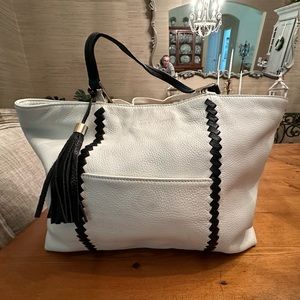 Jack Rogers white leather tote bag